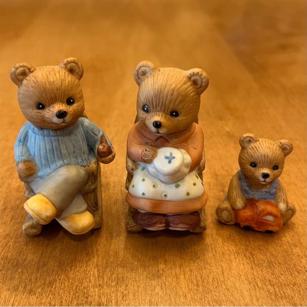 Vintage Homco #1470 : Rocking-Chair Bears - Lot of 3 Figurines